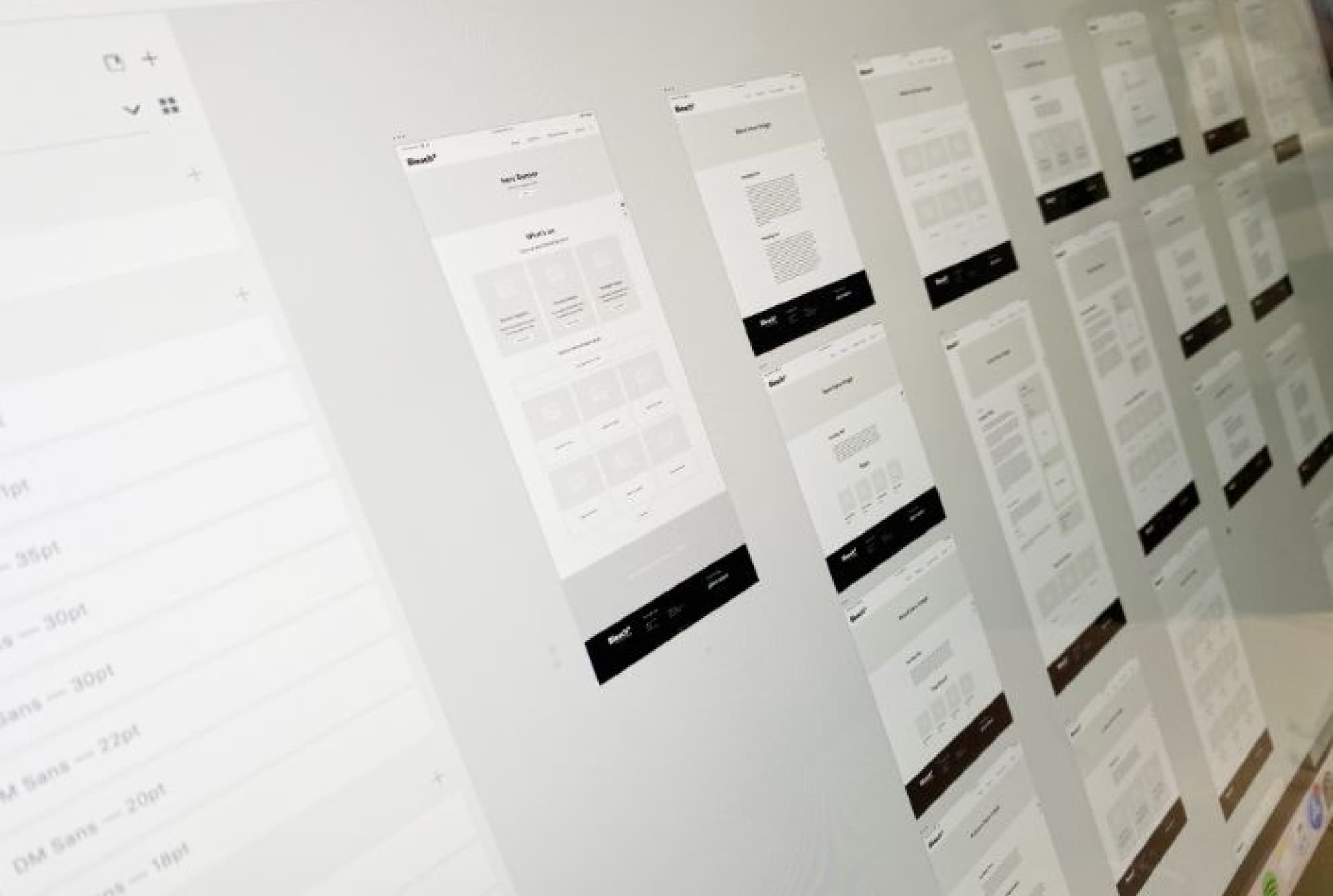 A digital collage of website wireframes