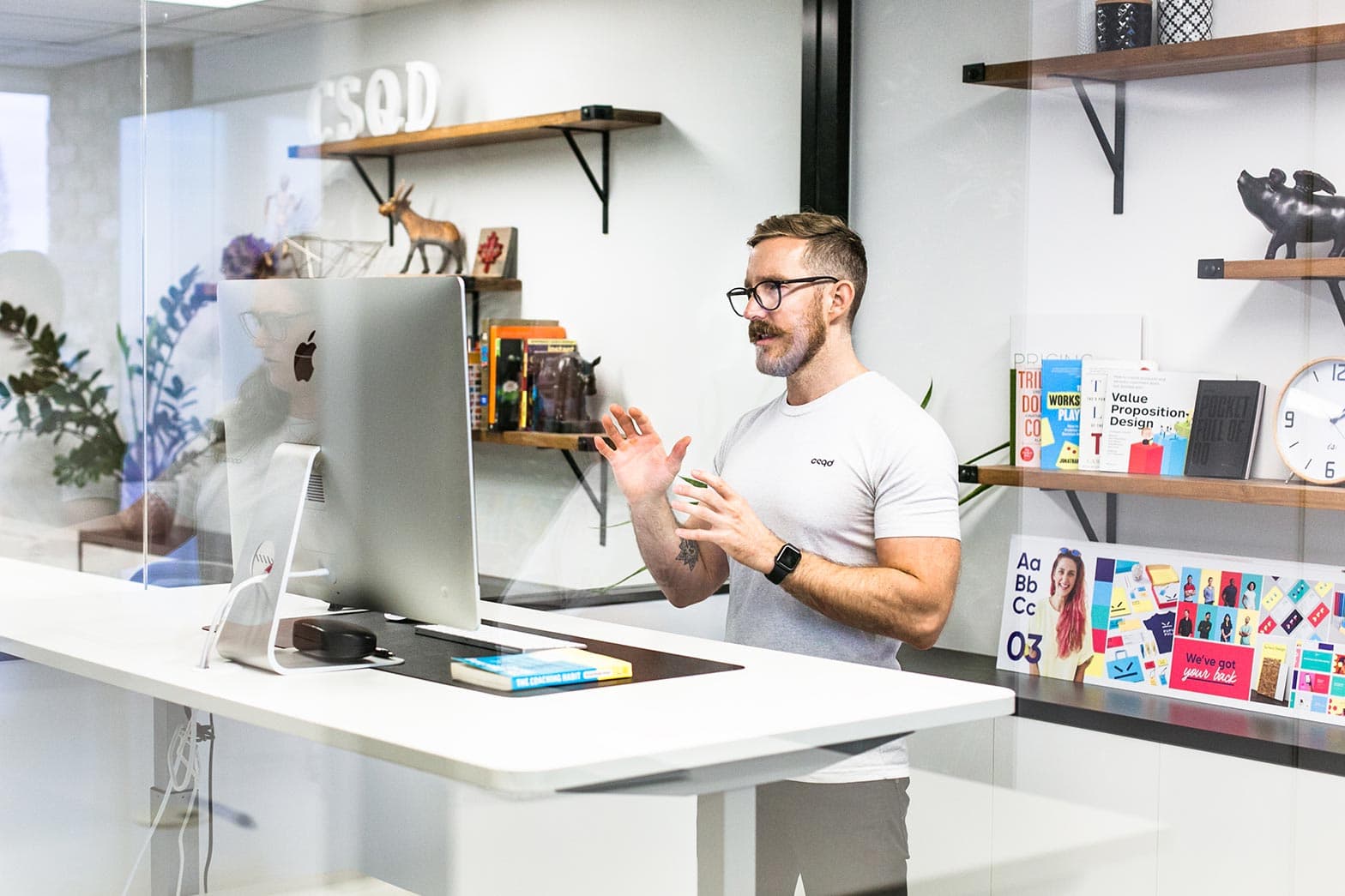 Brand Strategist James Coulson having a meeting with a client on a computer