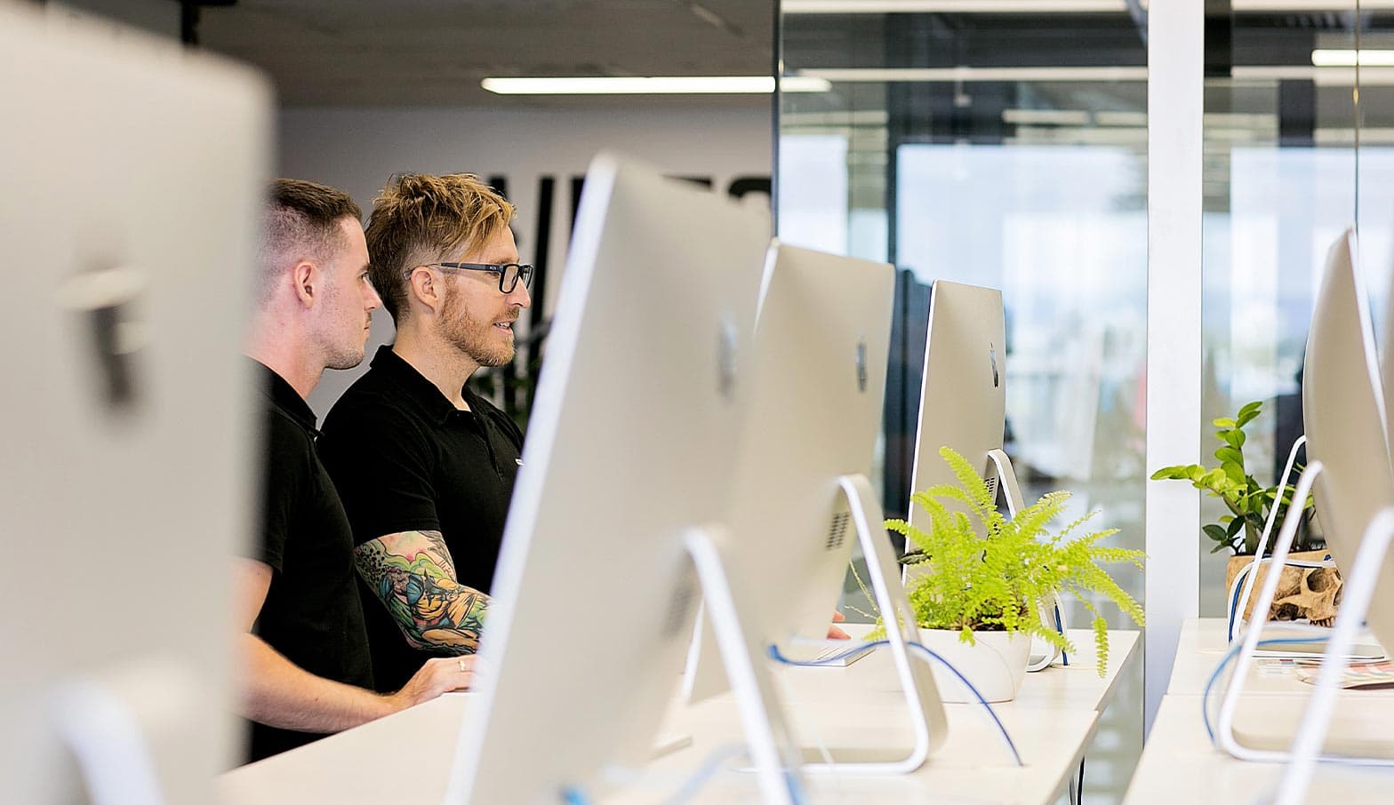 Embark Agency team members reviewing website design principles on their computers