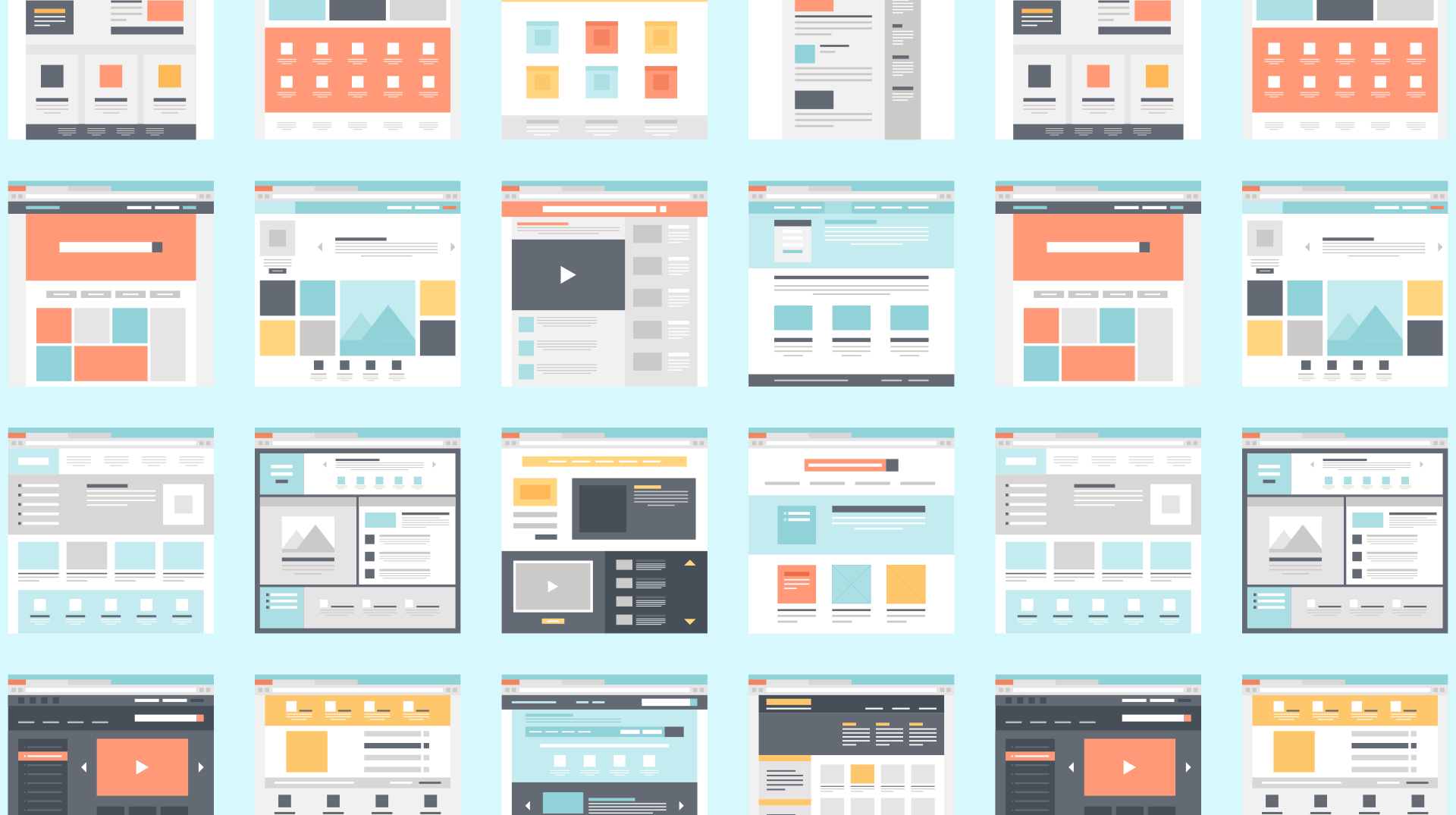 Illustration showcasing many must-have web pages