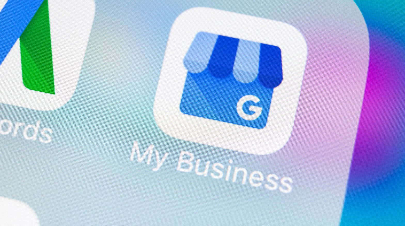 Google My Business app icon on a smartphone