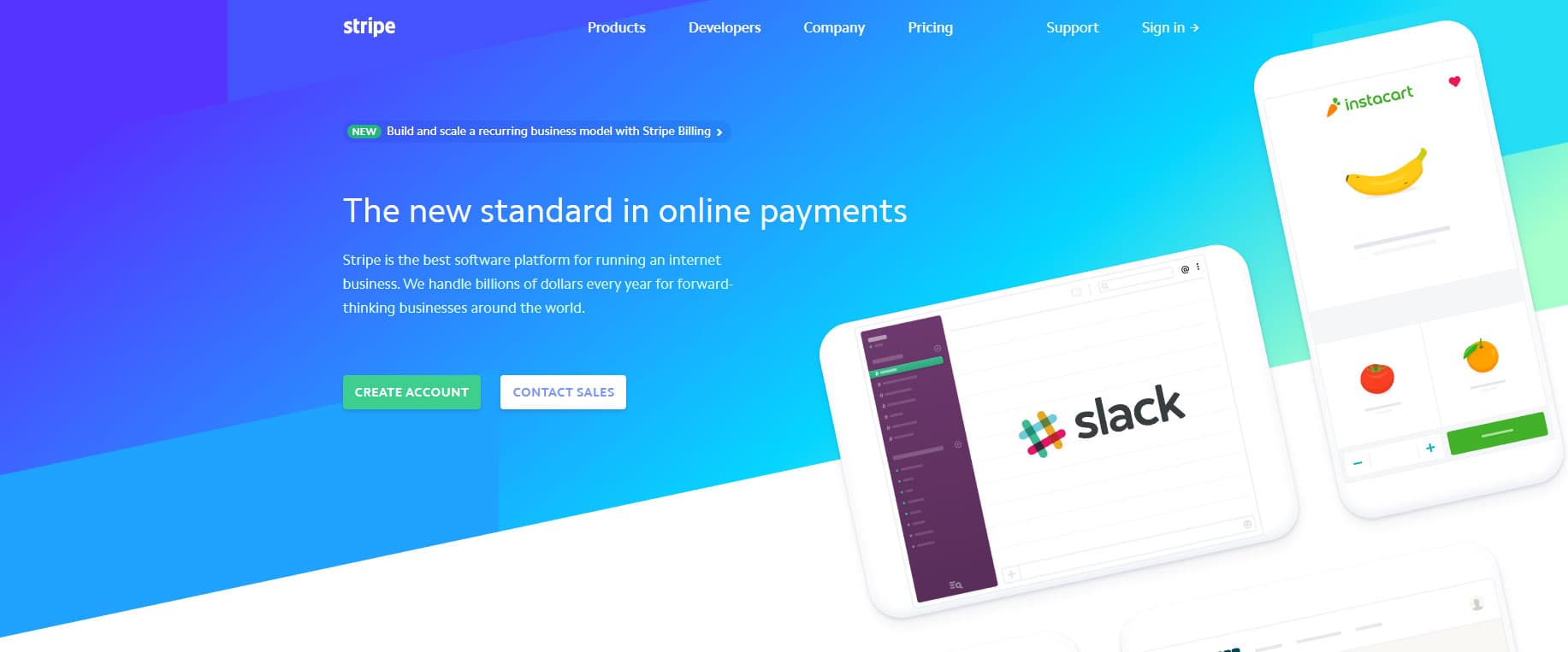 A screenshot of the Stripe.com website