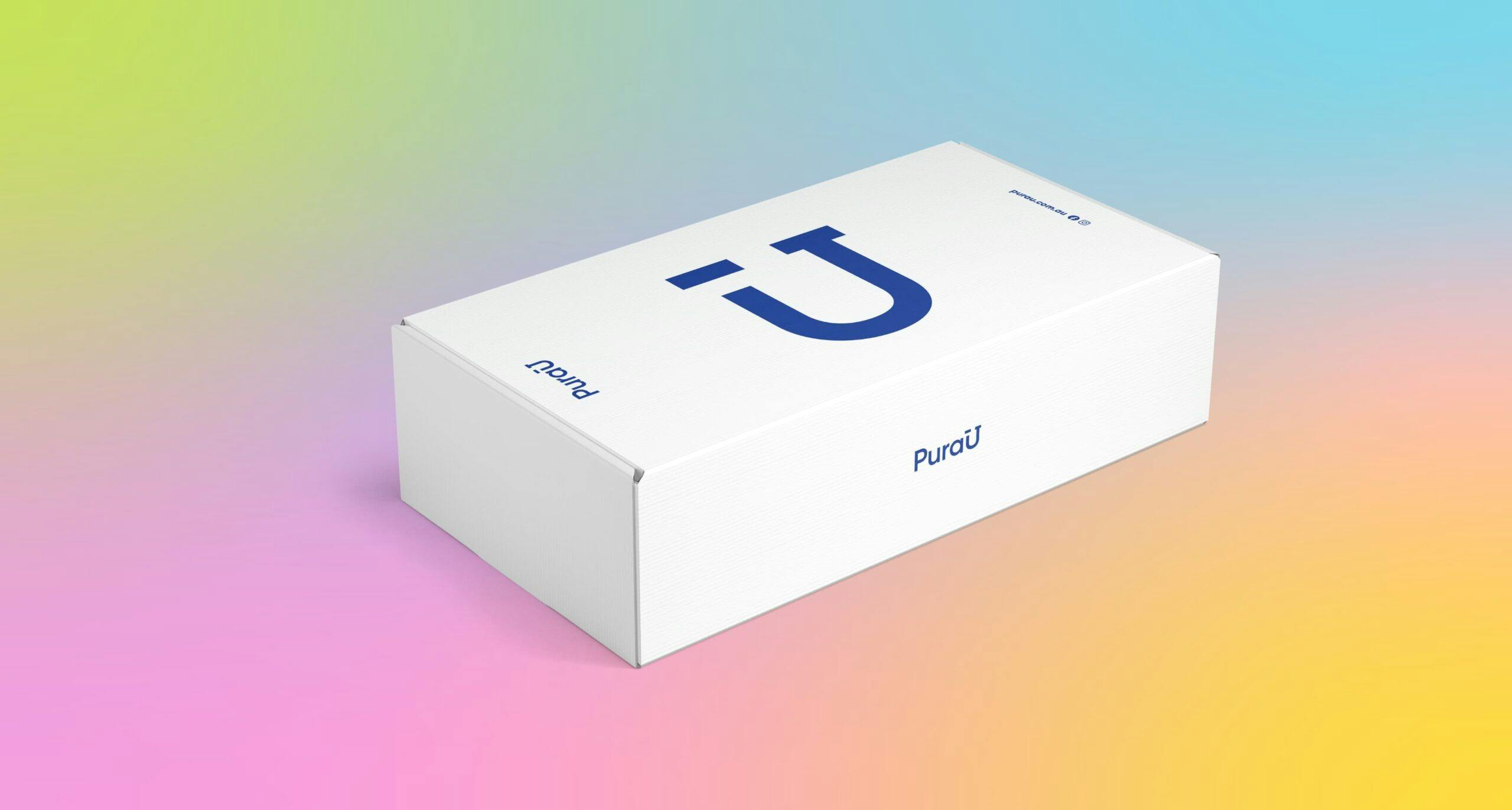 PuraU cardboard box brand packaging mockup