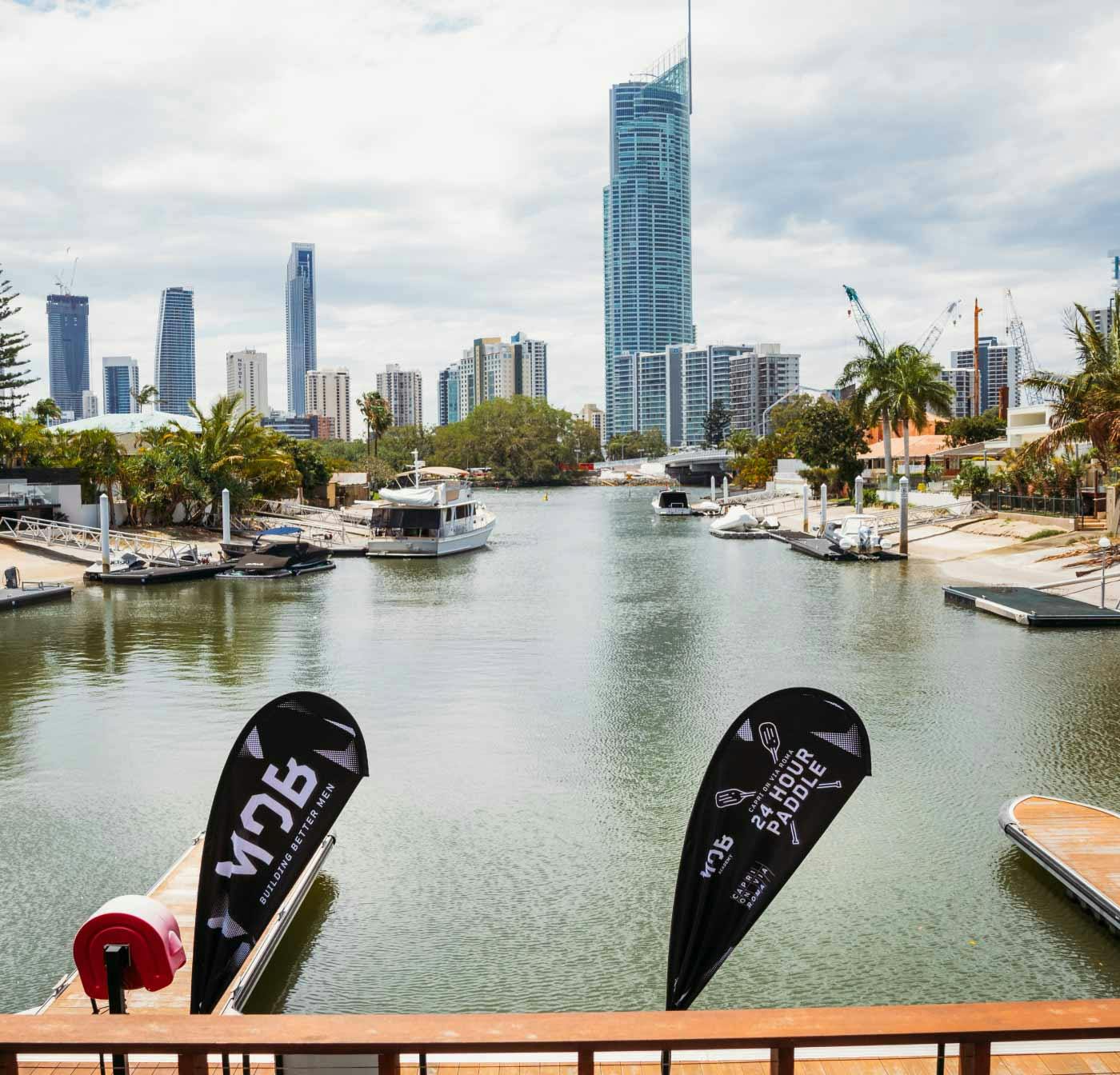 A view of the Gold Coast skyline from the Men of Business Academy Capri Paddle
