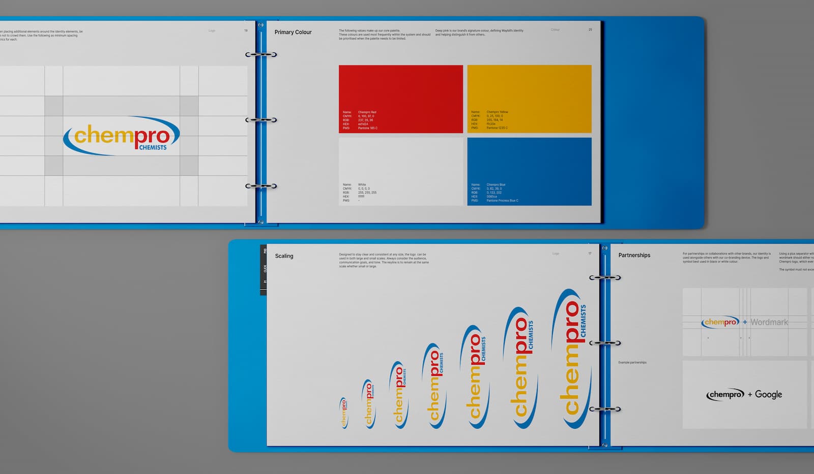 Comprehensive brand guideline system with colour and layout